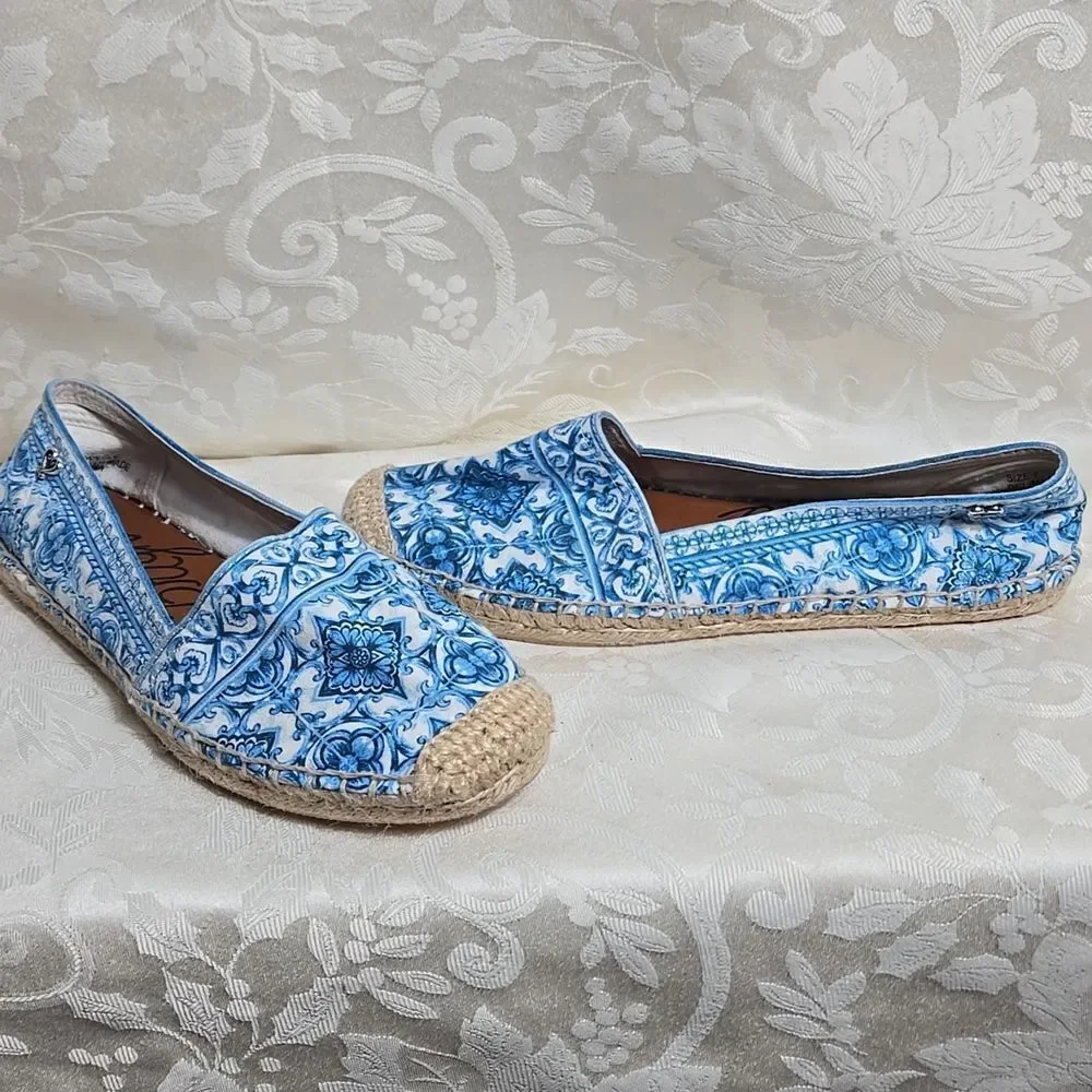 Brighton Blue Espadrilles with Floral Print